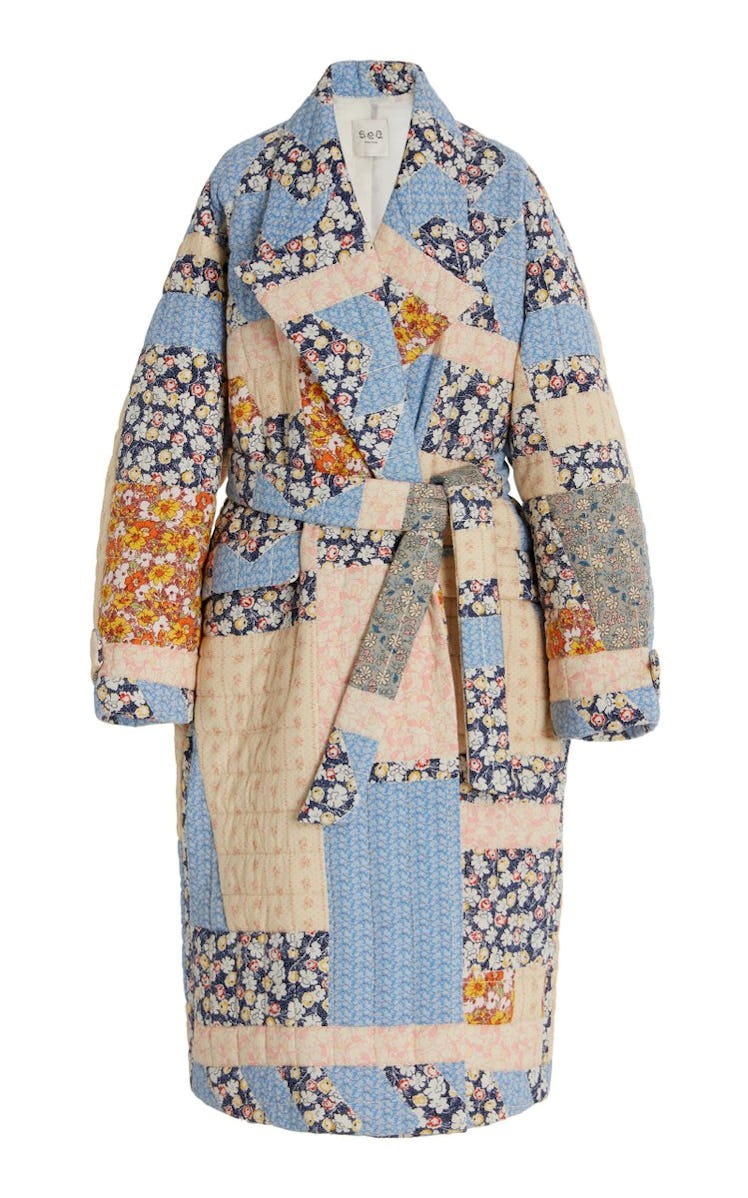 Sea quilted patchwork coat.