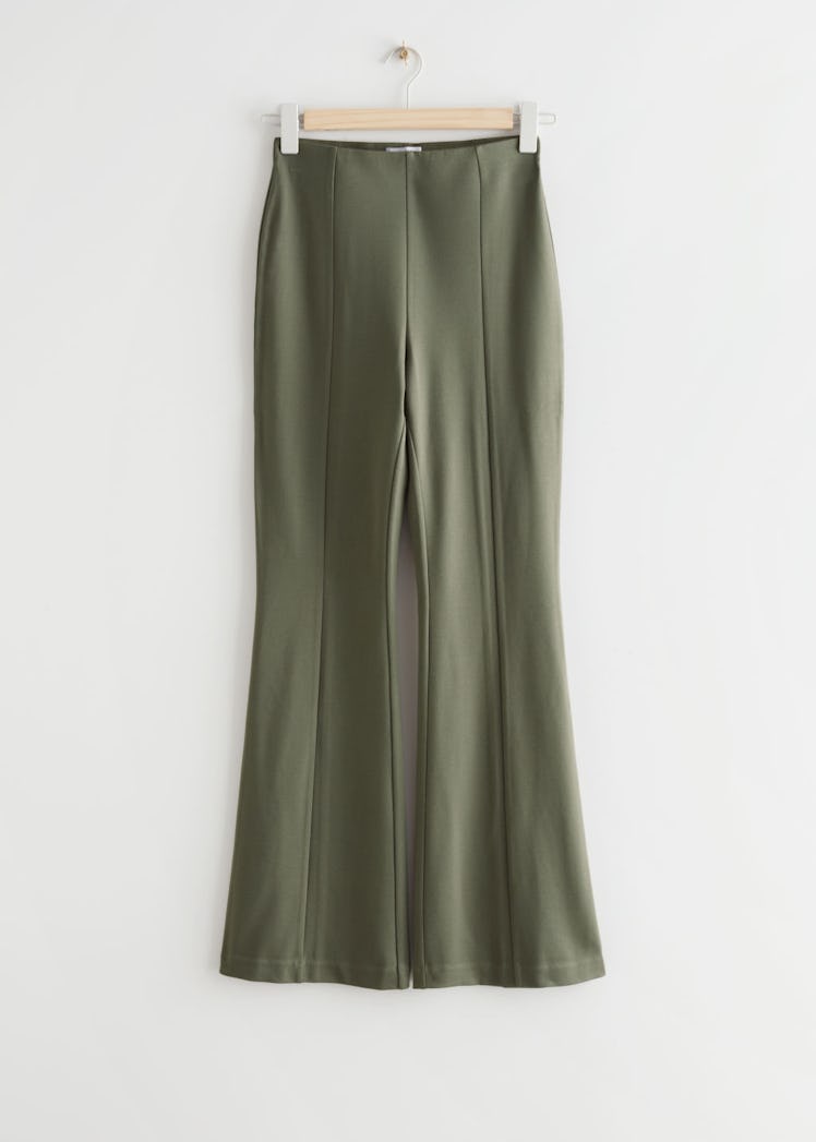 & Other Stories khaki flared trousers.
