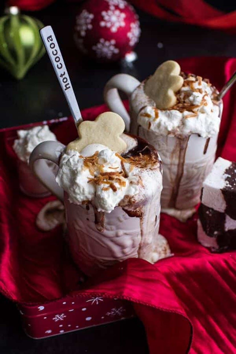 warm winter cocktail: hot chocolate with eggnog marshmallows