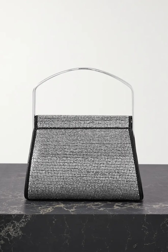 BY FAR + Mimi Cuttrell mini crystal-embellished leather tote