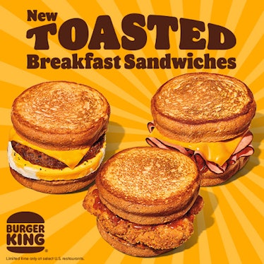 Burger King is testing Whopper Melts and Toasted Breakfast Sandwiches in January 2022.