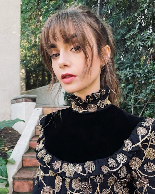 Lily Collins Bottleneck bangs
