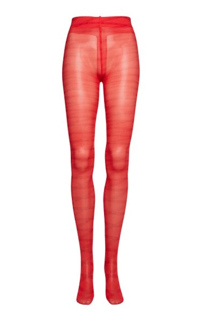 Balenciaga Logo-Print Mesh Tights