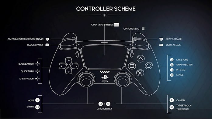 Line-drawn image of PS5 controller, showing its left and right paddles, button clusters on left and ...