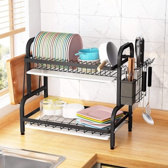 1Easylife 2-Tier Compact Kitchen Dish Rack Drainboard Set