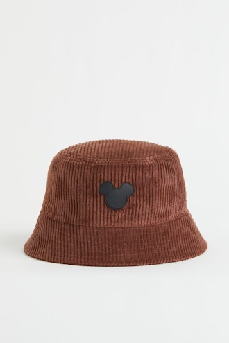 H&M brown corduroy Mickey Mouse bucket hat.