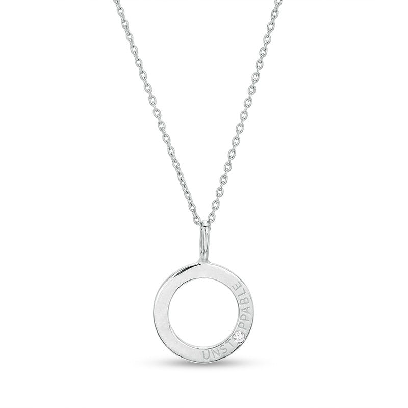 Diamond Accent &ldquo;Unstoppable&rdquo; Circle Drop Pendant in Sterling Silver