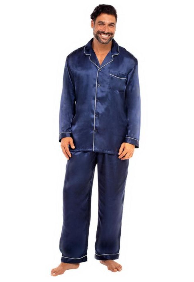 Alexander Del Rossa Men's Satin Button Down Pajama Set