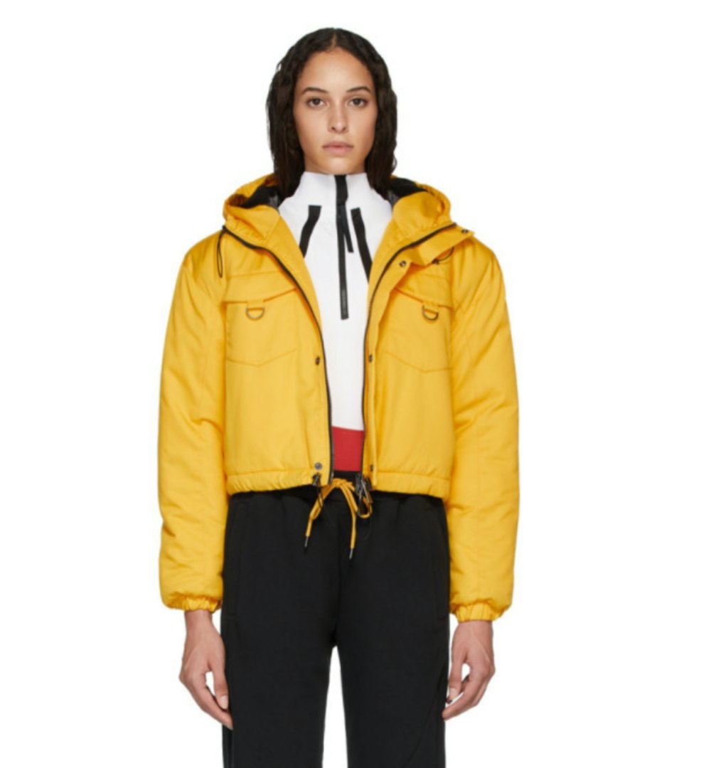 Yellow Cropped Puffer Jacket