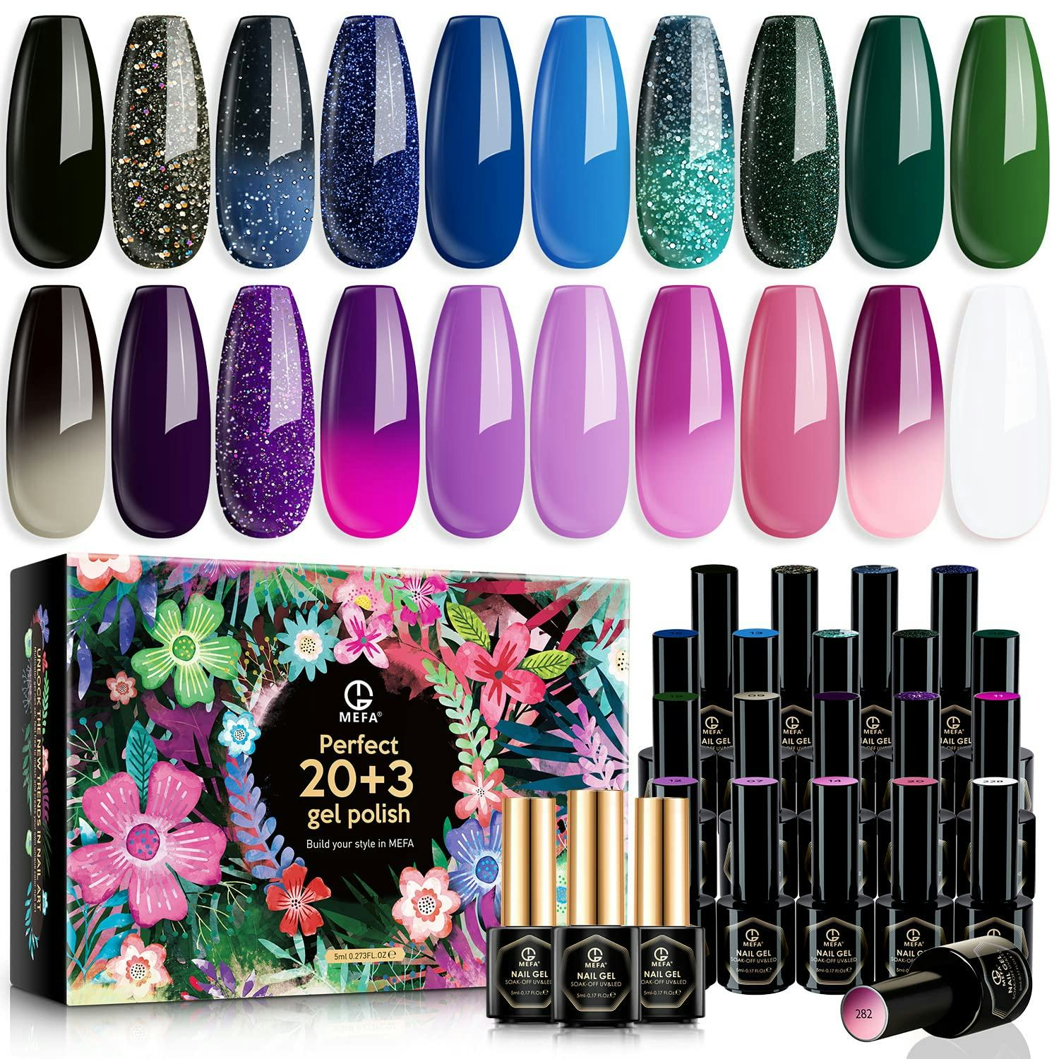 MEFA Color Changing Gel Nail Polish Set (20-Count)