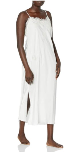 Natori Solid Satin Gown with Lace