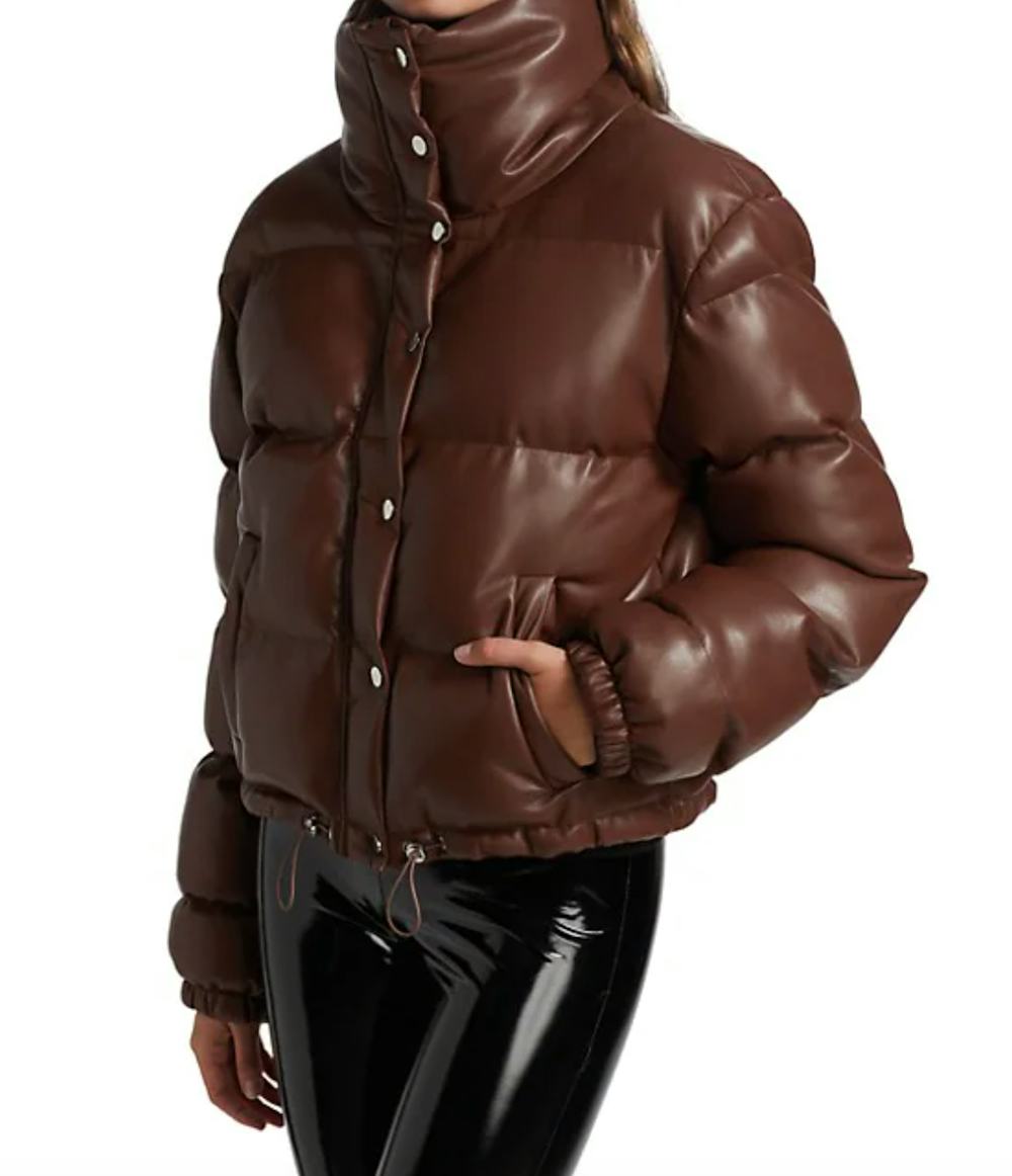 Faux Leather Puffer Jacket