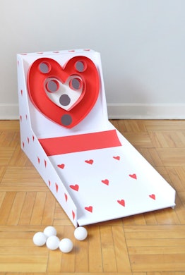 Valentine's day games for kids: skeeball DIY