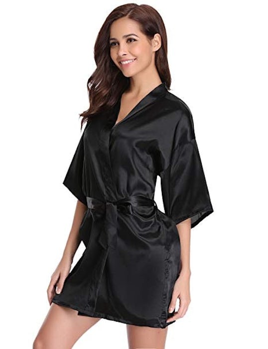 The Bund Women's Pure Colour Short Satin Kimono