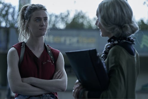 Mackenzie Davis as Kirsten and Caitlin McRill FitzGerald as Elizabeth in 'Station Eleven'