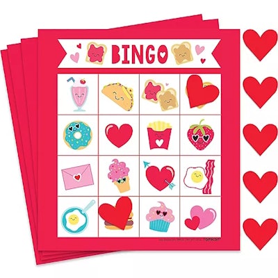 Valentine's day games for kids: bingo with valentine's-inspired food