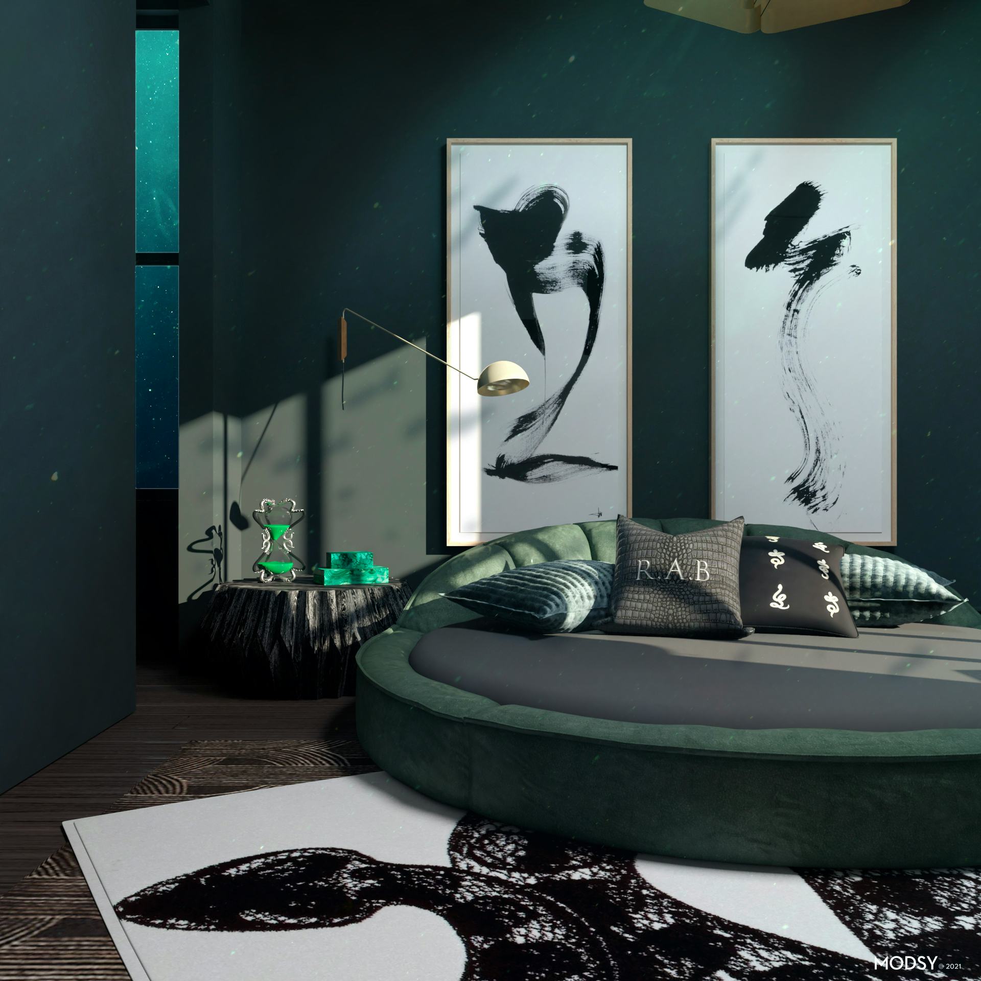 Modsy's 'Harry Potter' rooms include spaces inspired by Slytherin, Gryffindor, Hufflepuff, and Raven...