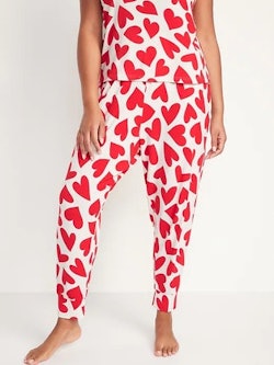 woman in valentine's day pajamas