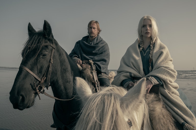 Alexander Skarsgård stars as Amleth and Anya Taylor-Joy as Olga in director Robert Eggers’ Viking ep...