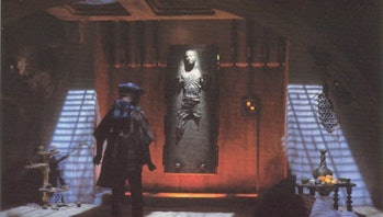 Han Solo frozen in carbonite in Return of the Jedi.