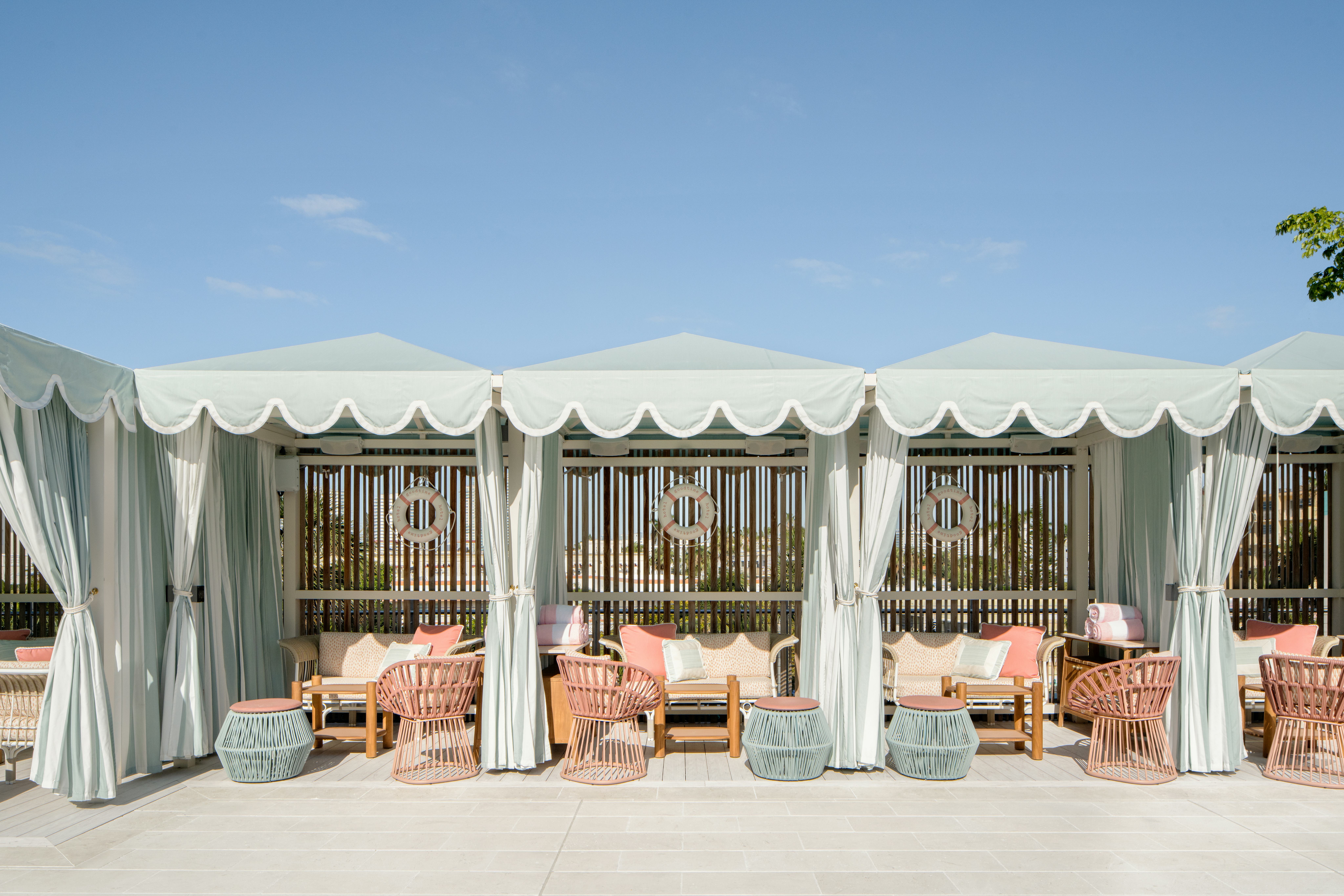the poolside cabanas at the goodtime hotel