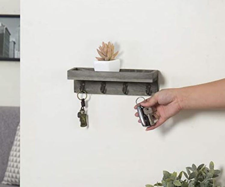 MyGift Wall Mounted Floating Shelf Key Holder