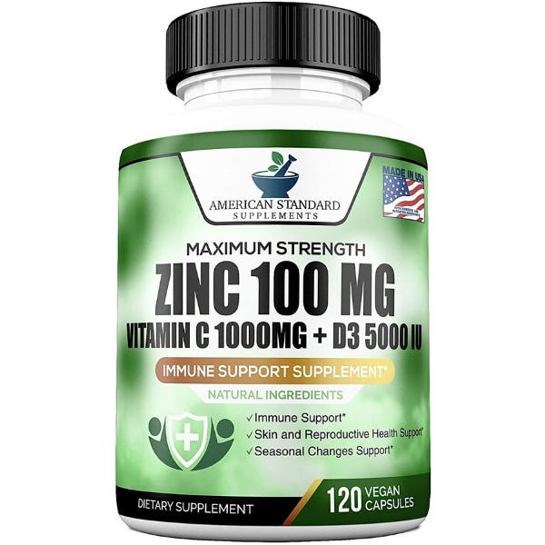 American Standard Supplements Zinc + Vitamin C + Vitamin D Vegan Capsules