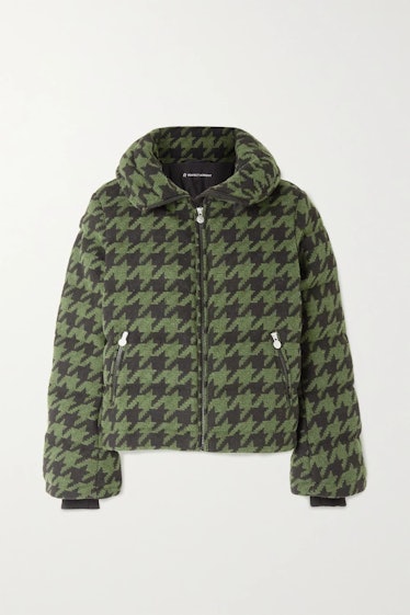 Polar Flare houndstooth quilted fleece down ski jacket