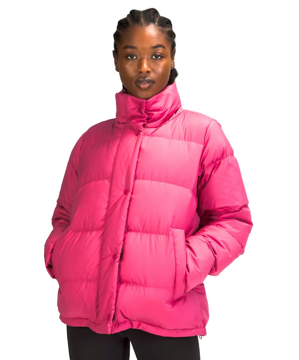 Bright coloured top puffer jackets