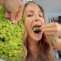 Melissa Ben-Ishay eats viral green goddess salad with chip on TikTok.