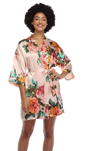 Women&rsquo;s Floral Satin Kimono