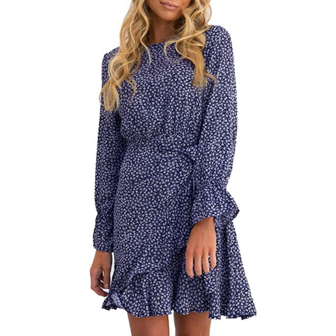 Relipop Long Sleeve Ruffle Hem Mini Dress
