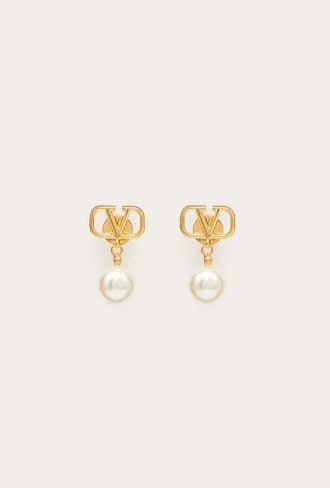 Valentino's VLogo Signature Earrings With Swarovski Pearls. 