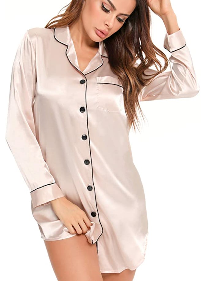 SWOMOG Satin Sleep Shirt