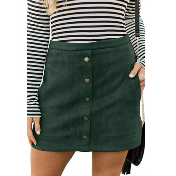 Meyeeka Button Front Mini Skirt