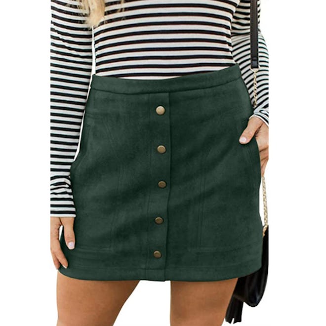 Meyeeka Button Front Mini Skirt