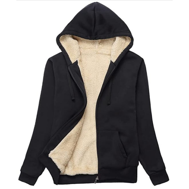 SWISSWELL Sherpa Lined Fleece Zip Up Sweatshirt