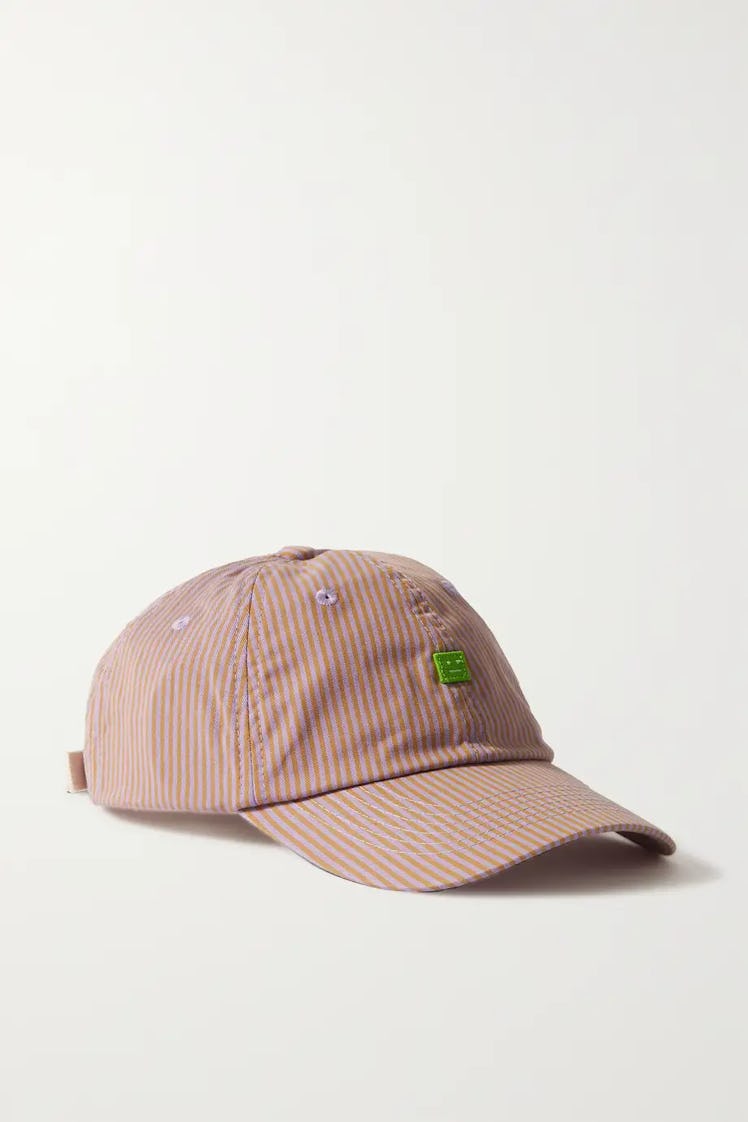 Appliquéd Striped Canvas Baseball Cap