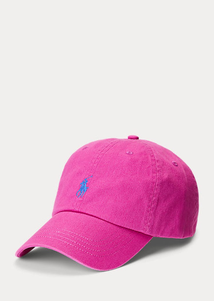 Ralph Lauren's Hot Pink Cotton Chino Ball Cap. 