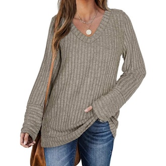 WIHOLL V Neck Solid Sweater