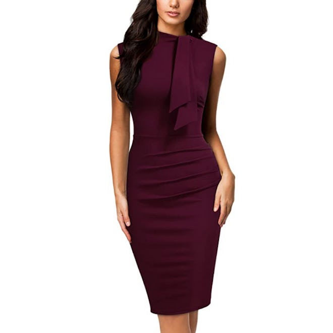 Miusol Half Collar Ruffle Cocktail Pencil Dress