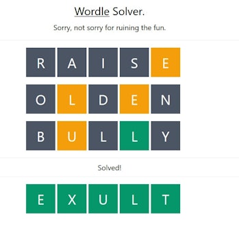 wordle solver tool screenshot