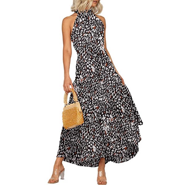 PRETTYGARDEN Halter Neck Sleeveless Maxi Dress
