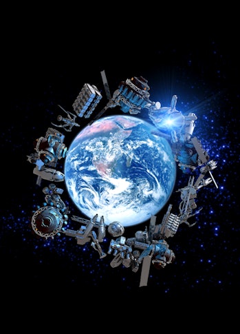 Space junk surrounding Earth