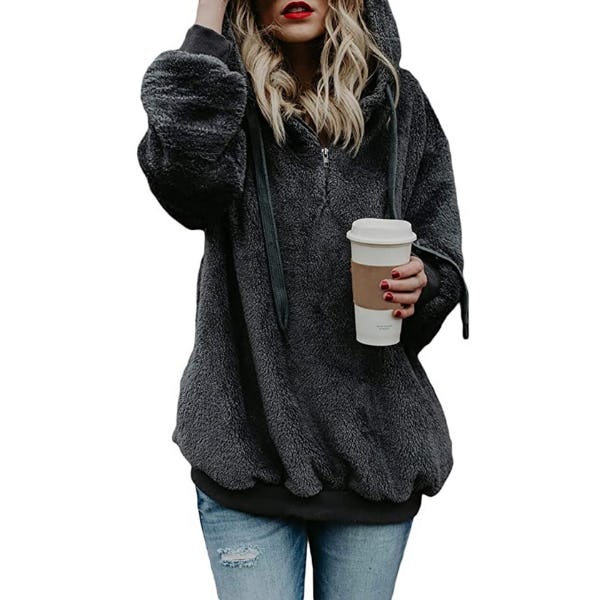 Acelitt Oversized Fuzzy Fleece Sweatshirt