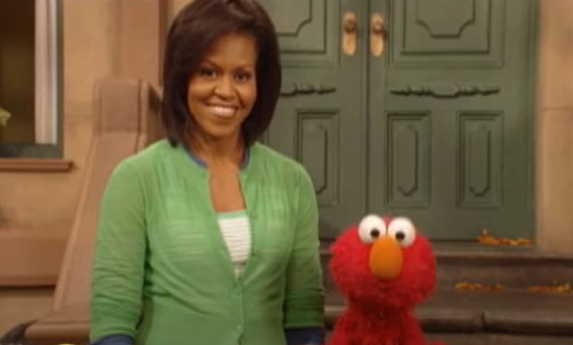 First Lady Michelle Obama visits 'Sesame Street' in 2009.