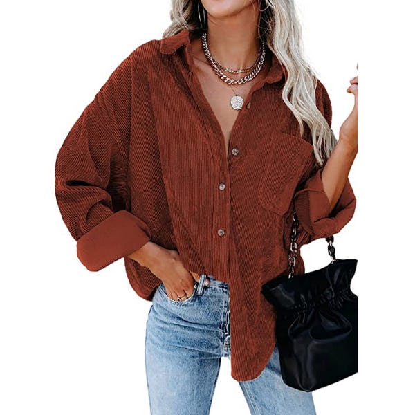 Astylish Corduroy Button Down Top