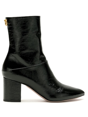 Valentino High-Shine Leather Booties. 
