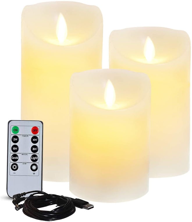 Lezonic Rechargeable LED Flameless Pillar Candles (Set Of 3)
