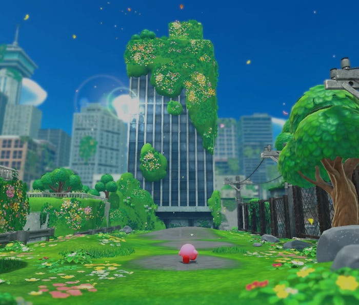 A screenshot from Kirby and the Forgotten Land